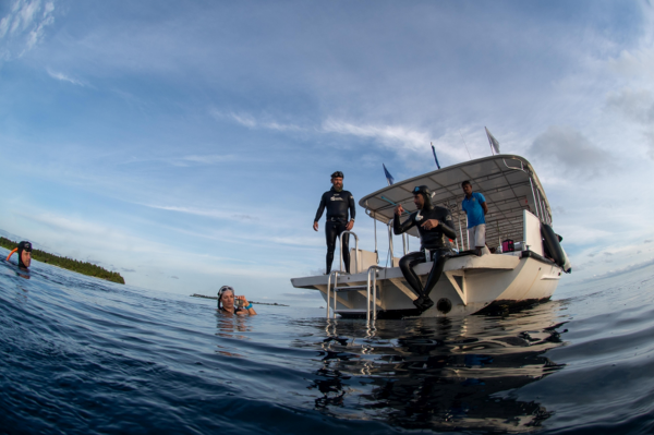 two divers underwater