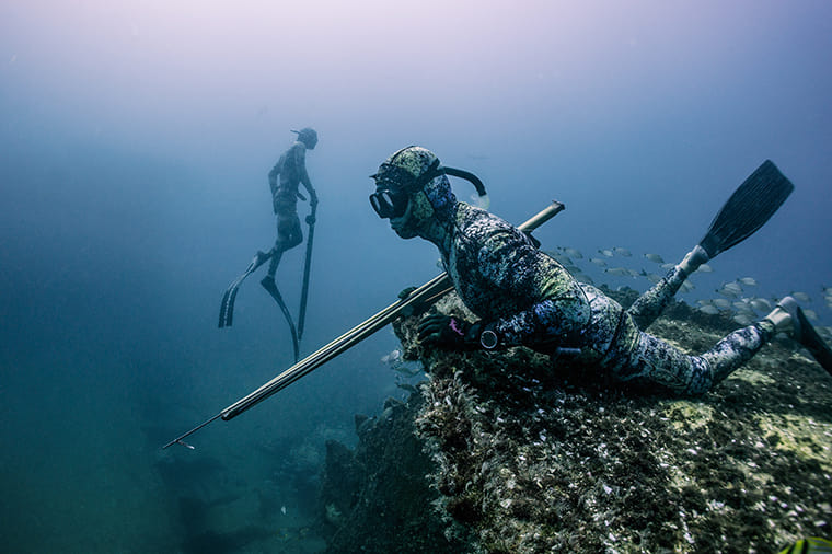 two divers underwater