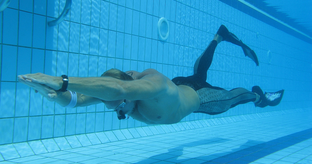 two divers under water